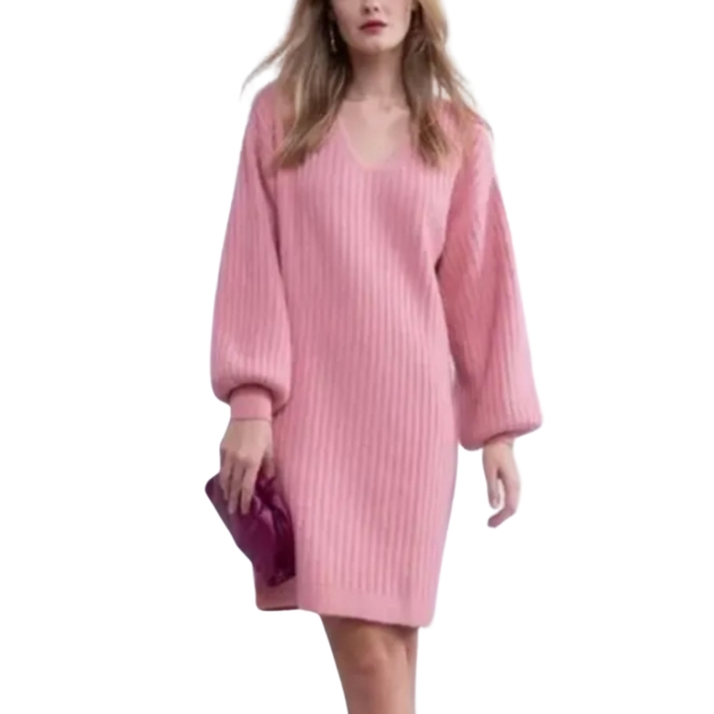 Rachel Parcell Wool-blend Pink Oversized Long Sleeve Sweater Dress Sz Small NWT
